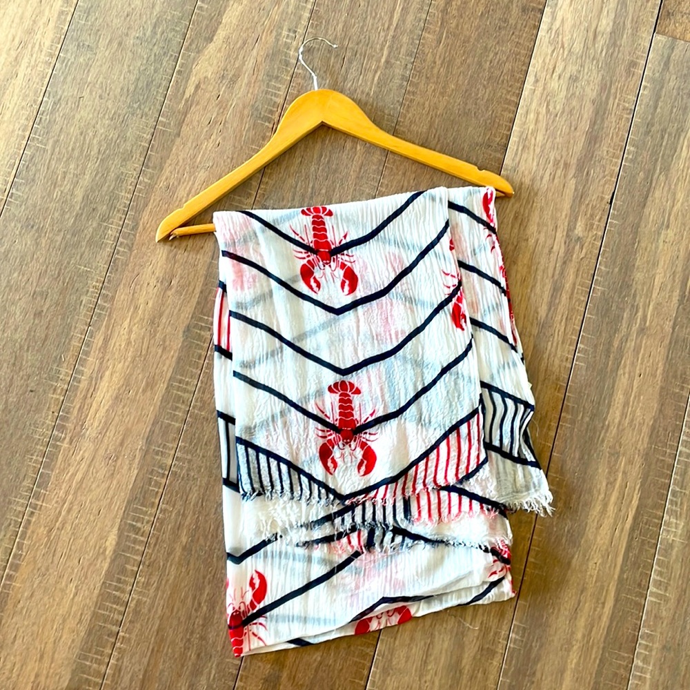One of a kind Lobster scarf, 100% cotton, summer scarf